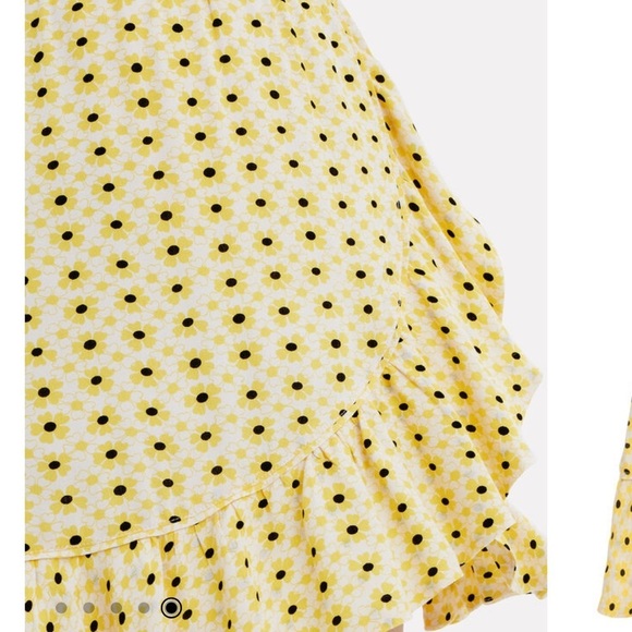 GANNI Daisy Maize Crepe Skirt Yellow Floral Ruffle Trim Size 36 US Sz 4 - Picture 4 of 15